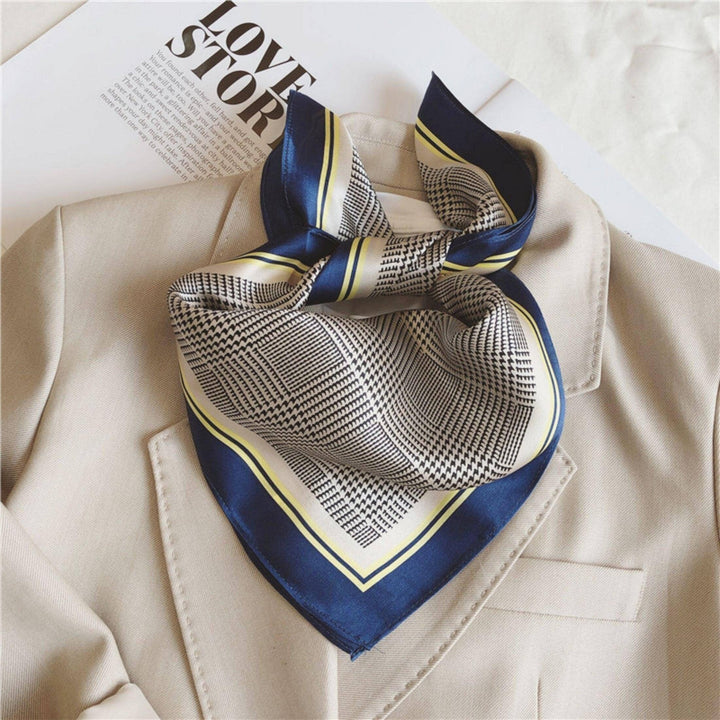 Chidori Grid 100% mulberry Silk Scarf accessories Stanleyandstone Blue