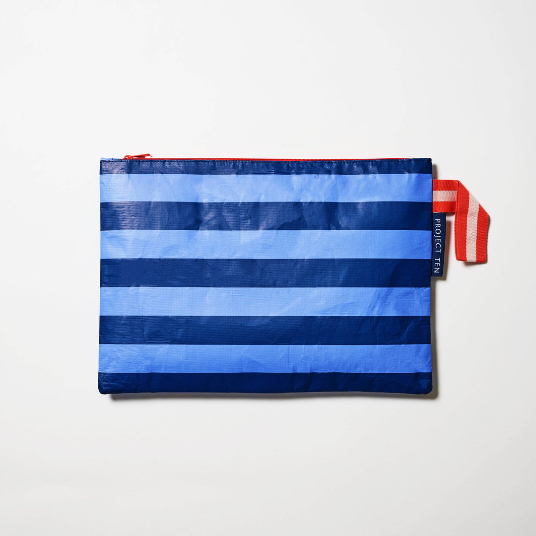Large Zip Pouch – Blue Stripe Project Ten Pty Ltd