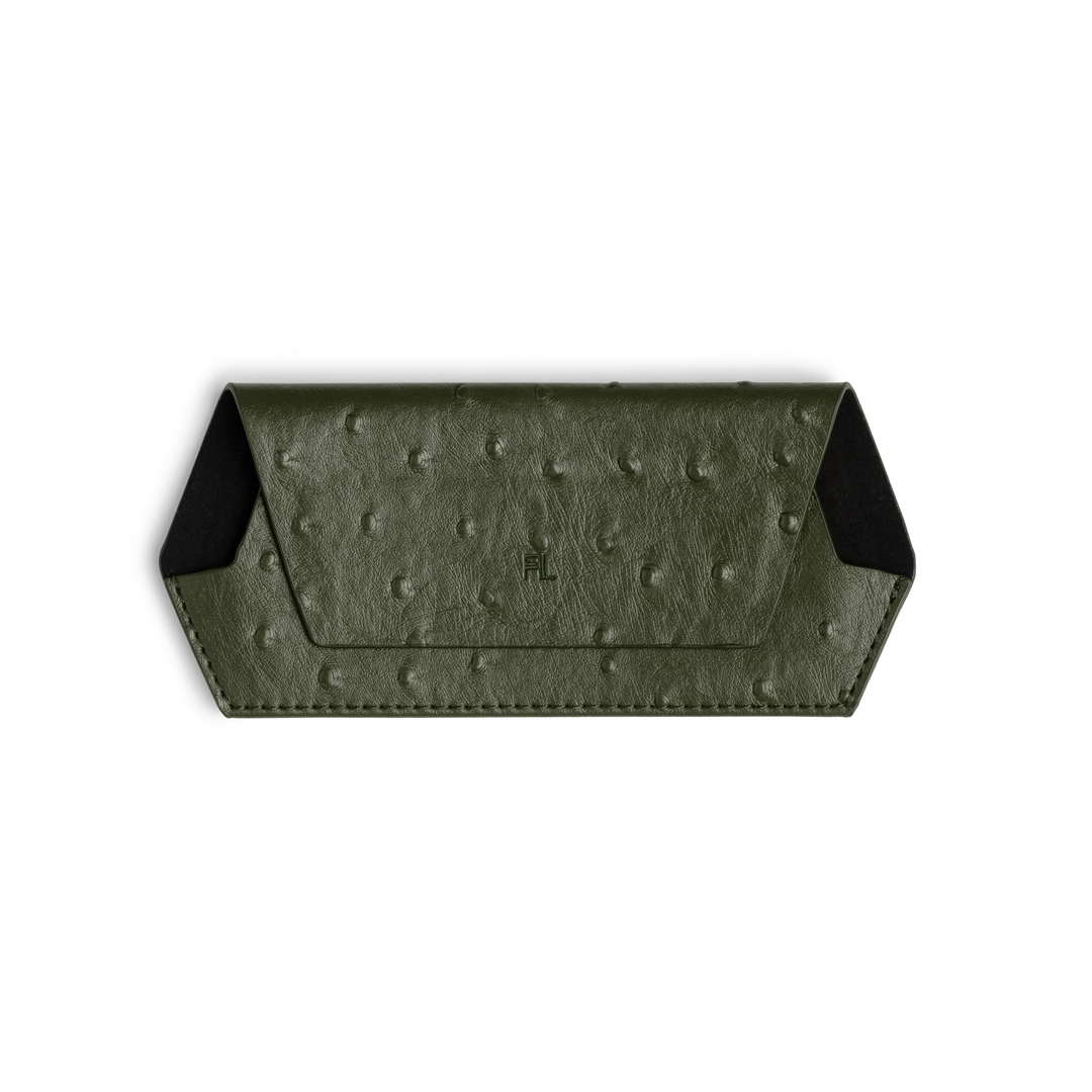Slimline Glasses Case Ostrich print - Olive glasses case Fox and Leo