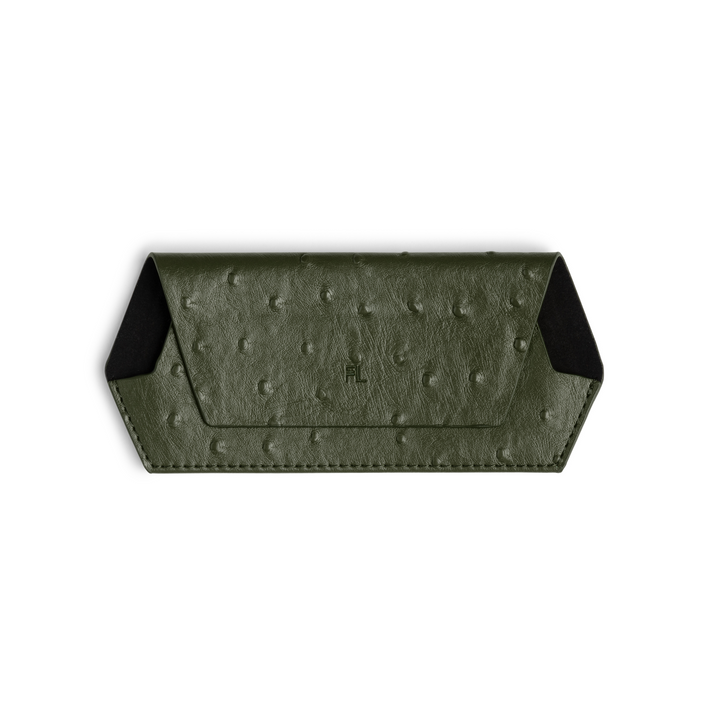 Slimline Glasses Case Ostrich print - Olive glasses case Fox and Leo