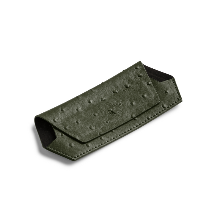 Slimline Glasses Case Ostrich print - Olive glasses case Fox and Leo