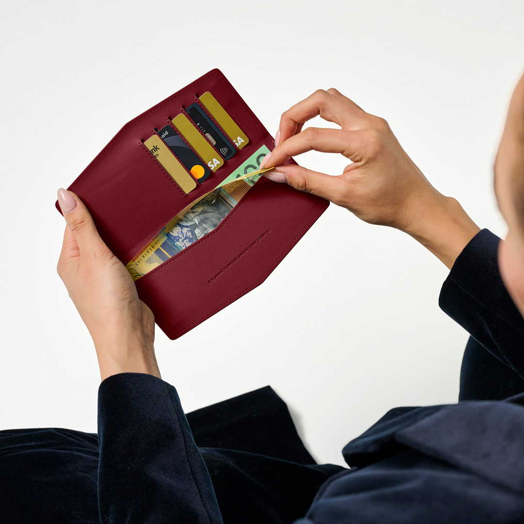 Swallet Wallet - Burgundy Wallet Fox and Leo