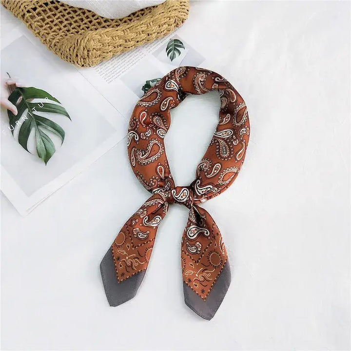Western Paisley Silk Scarf Bandana accessories Stanleyandstone Brown with Black Trim