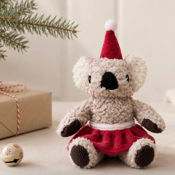 Christmas Bonnie Koala | plush toy and the little dog laughed