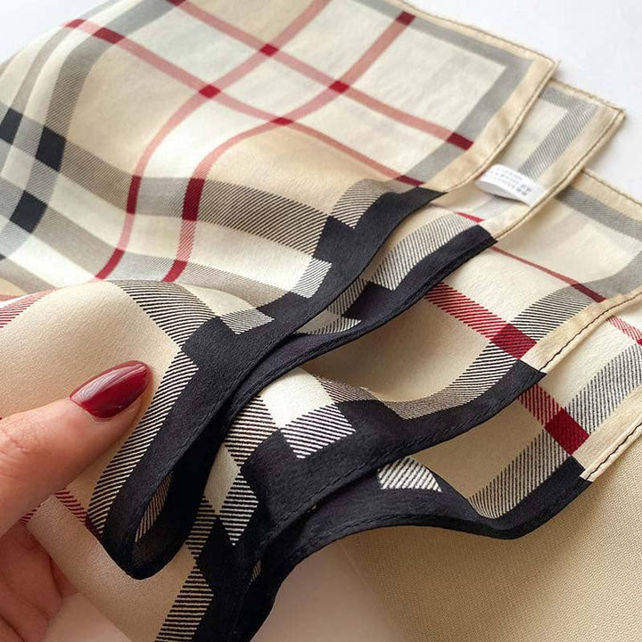 Simple Plaid 100% Mulberry Silk Scarf Stanleyandstone