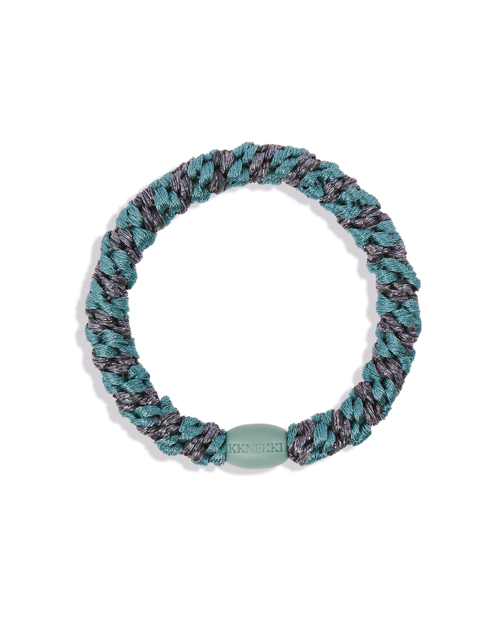 TEAL STEEL GREY GLITTER STRIPE