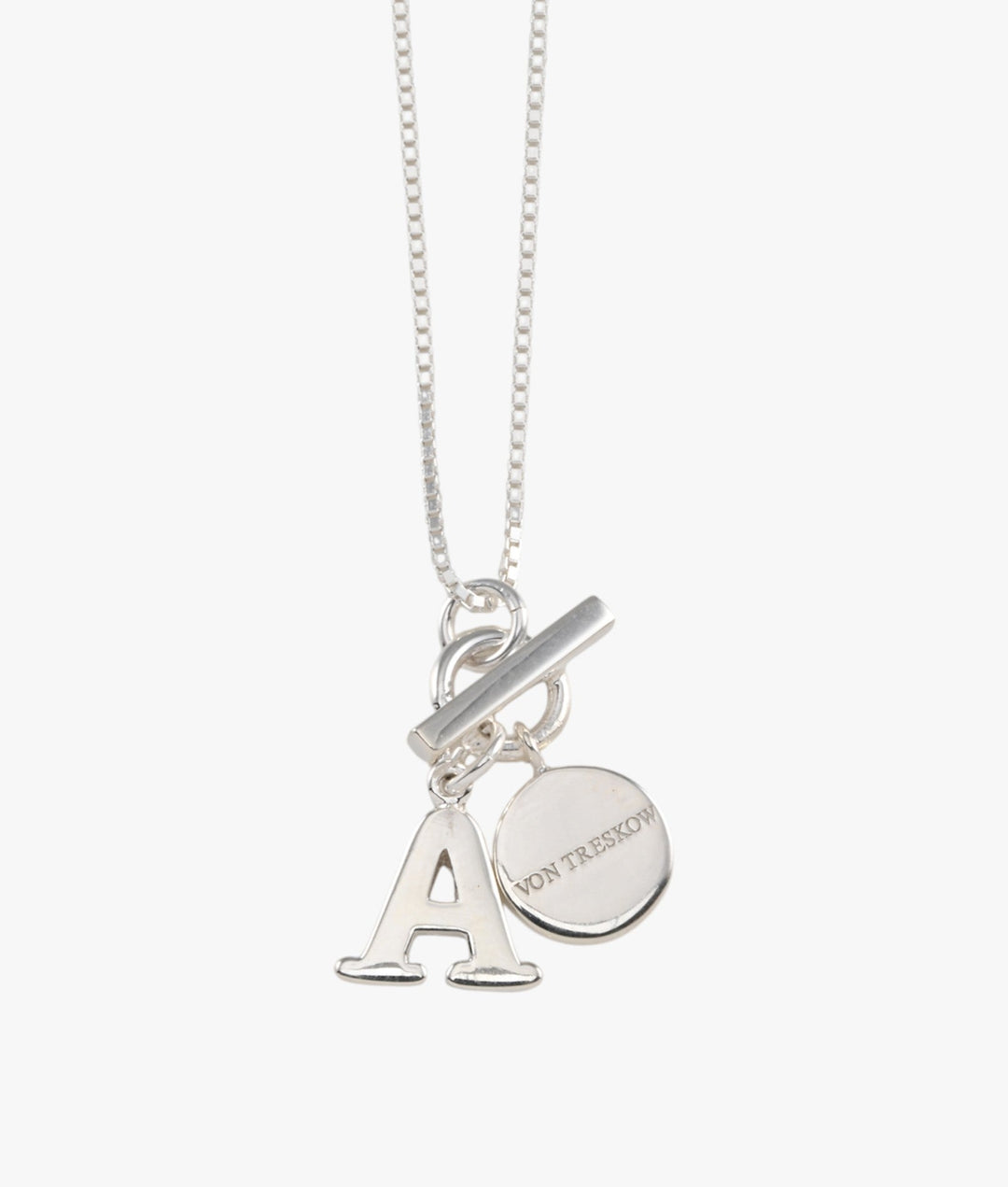 Fine Box Chain Necklace with Toggle &amp; Initial Von Treskow