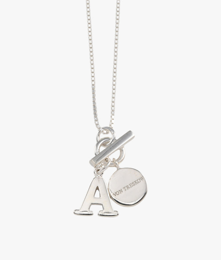Fine Box Chain Necklace with Toggle &amp; Initial Von Treskow