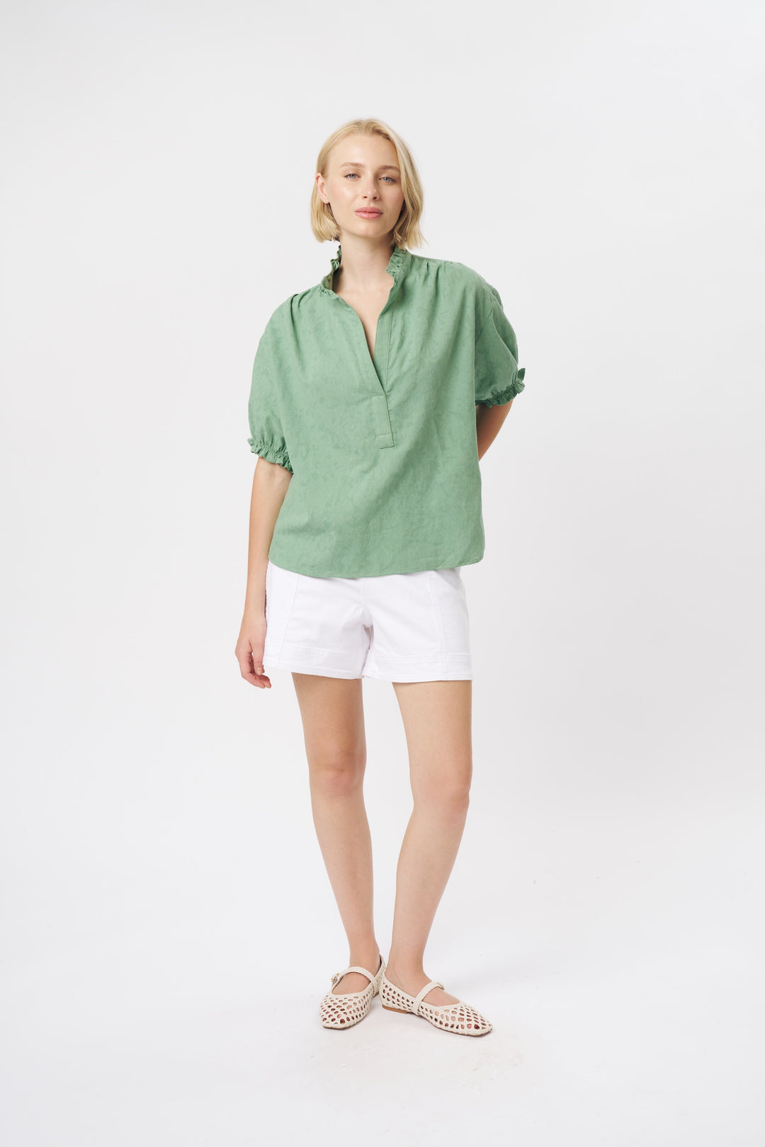 Amber Shirt - Green Blouse Kireina