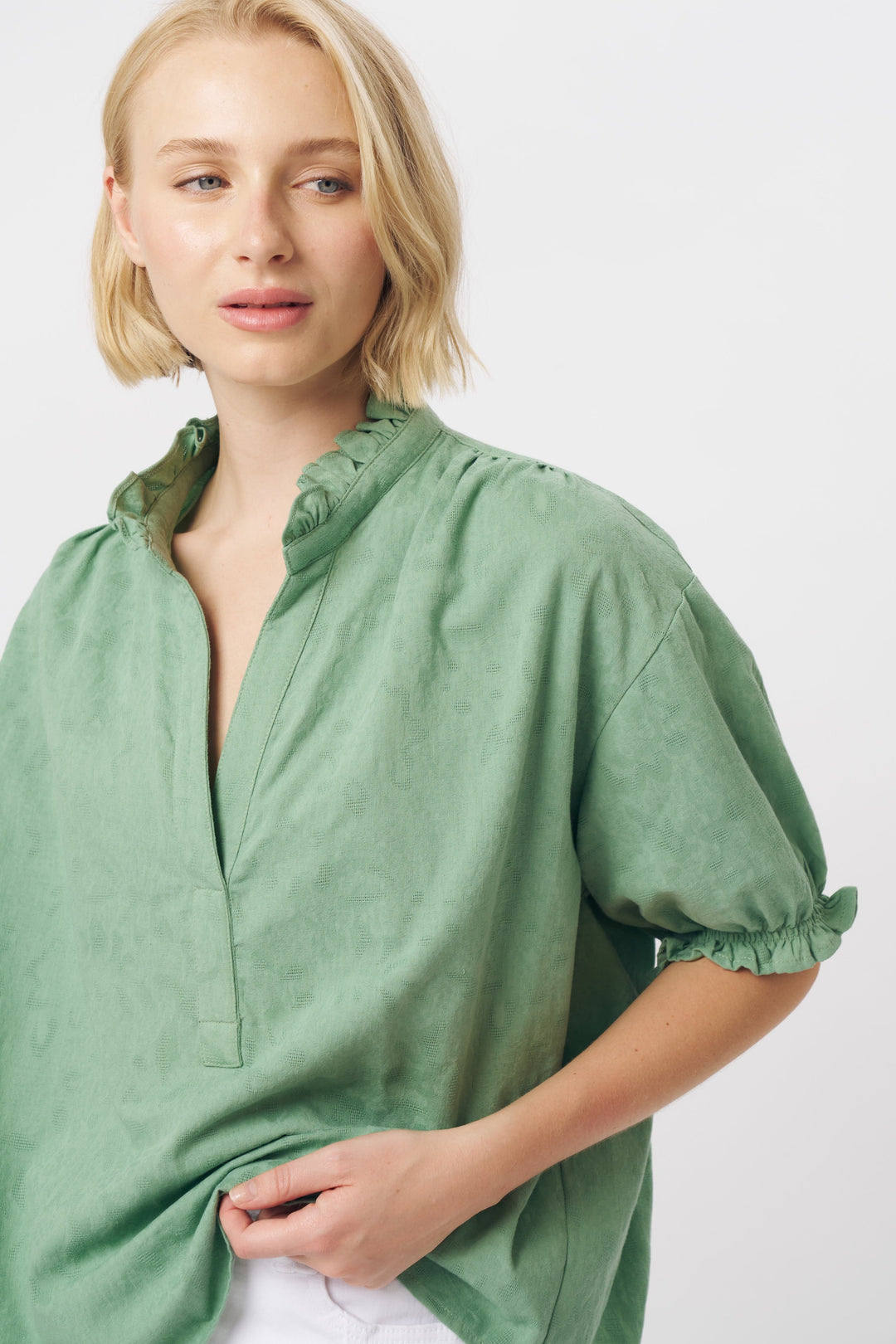 Amber Shirt - Green Blouse Kireina