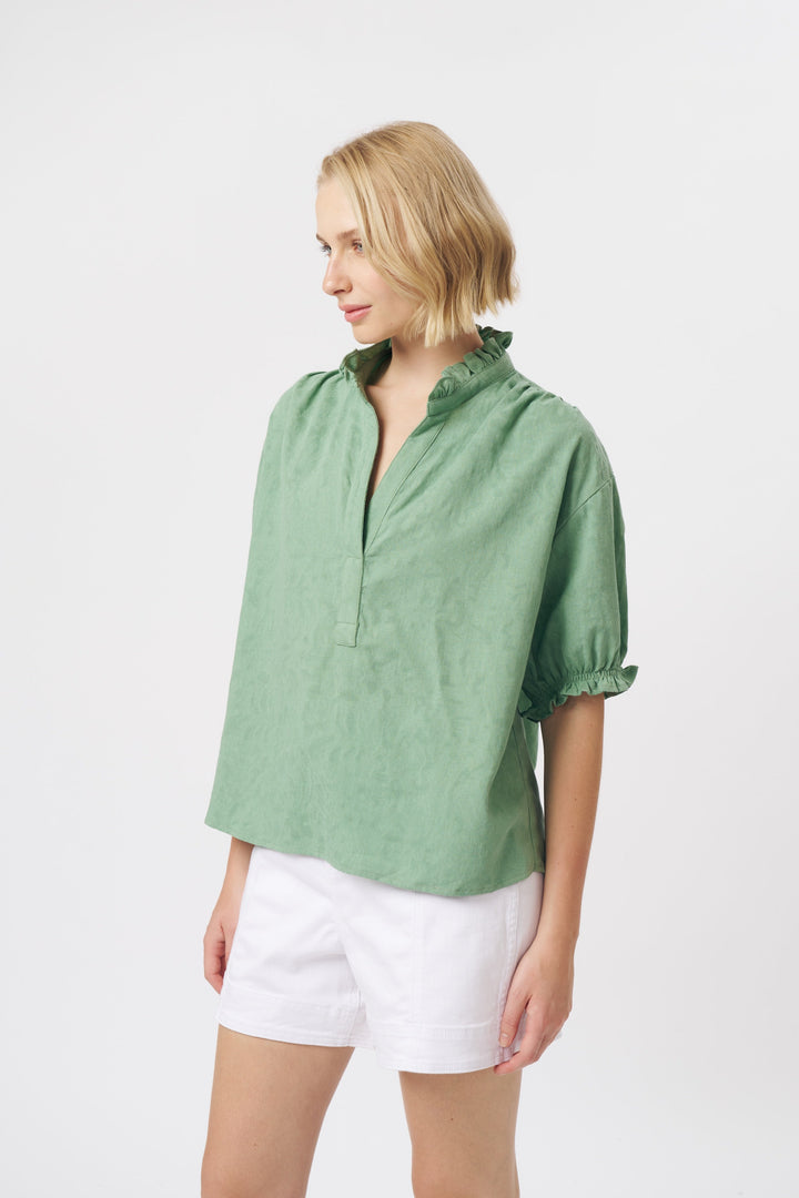 Amber Shirt - Green Blouse Kireina