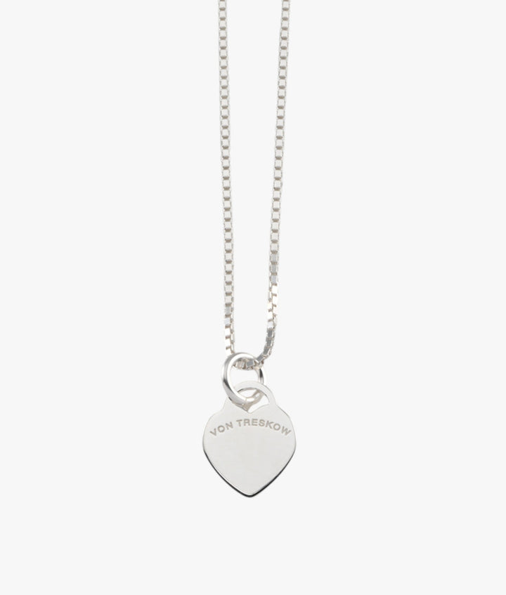 Fine box chain necklace with VT flat heart