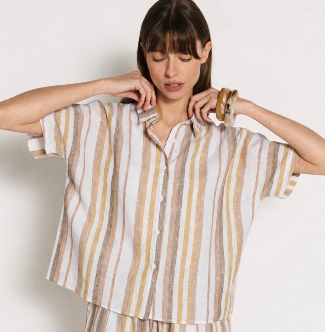 Benni Linen Shirt - Stripe knit Little Lies
