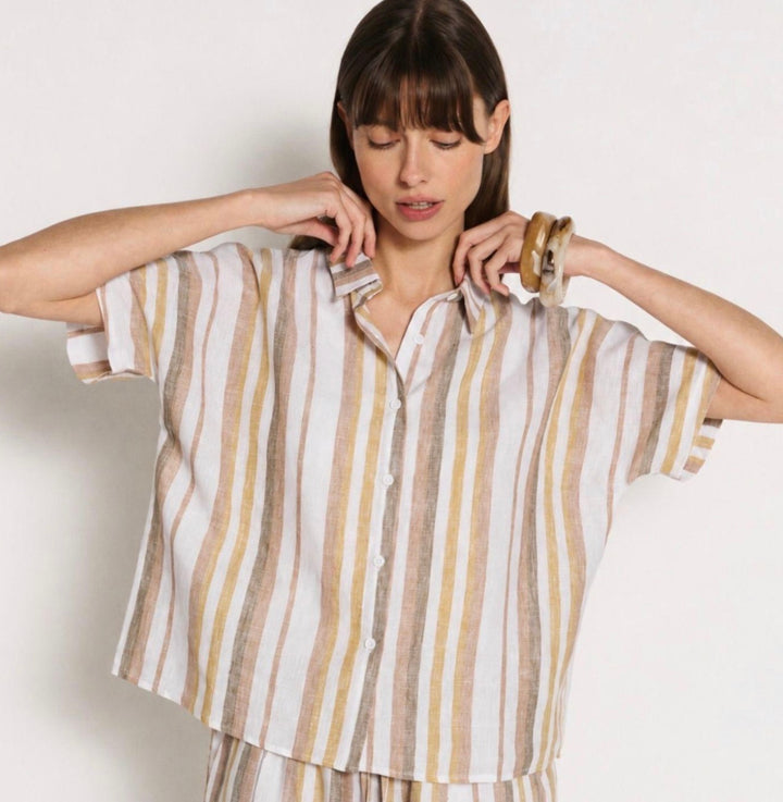 Benni Linen Shirt - Stripe knit Little Lies