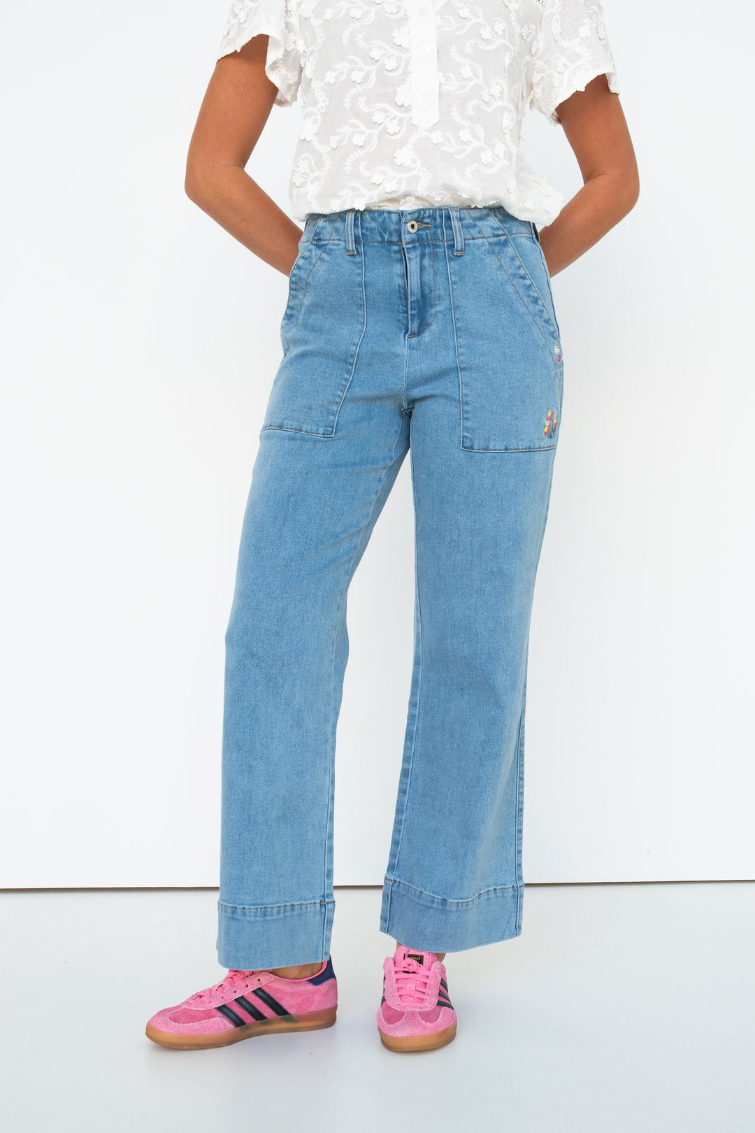 Celeste Pant | Floral - 70s Blue Kireina