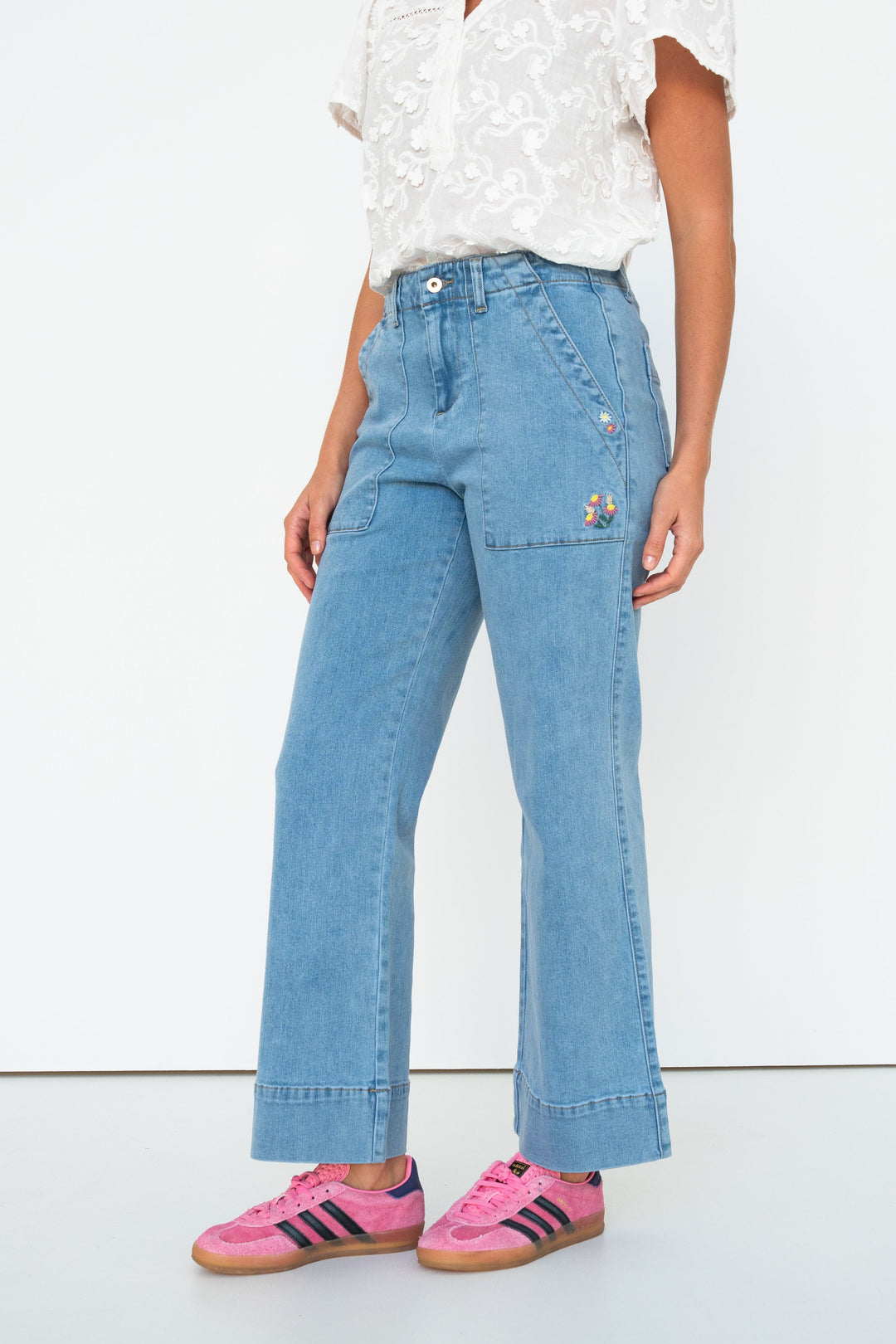 Celeste Pant | Floral - 70s Blue Kireina