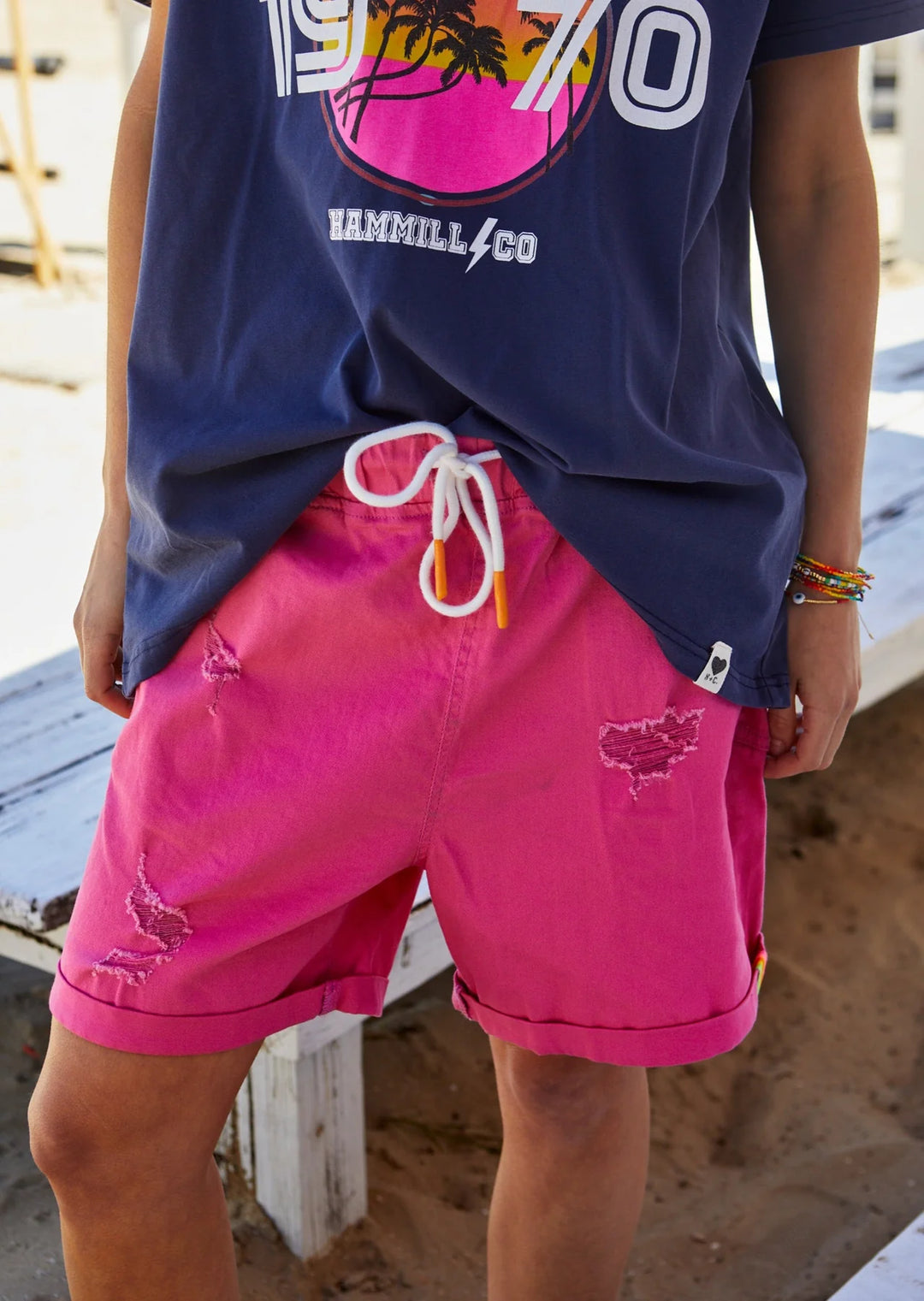 Hammill & Co Coloured Denim Shorts - GELATI PINK Shorts hammill & Co   