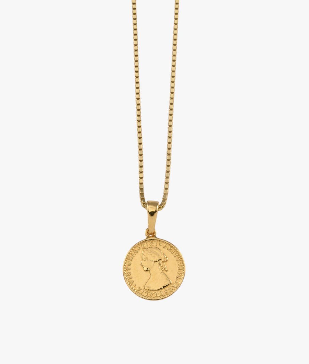 Fine box chain necklace with mini coin Von Treskow