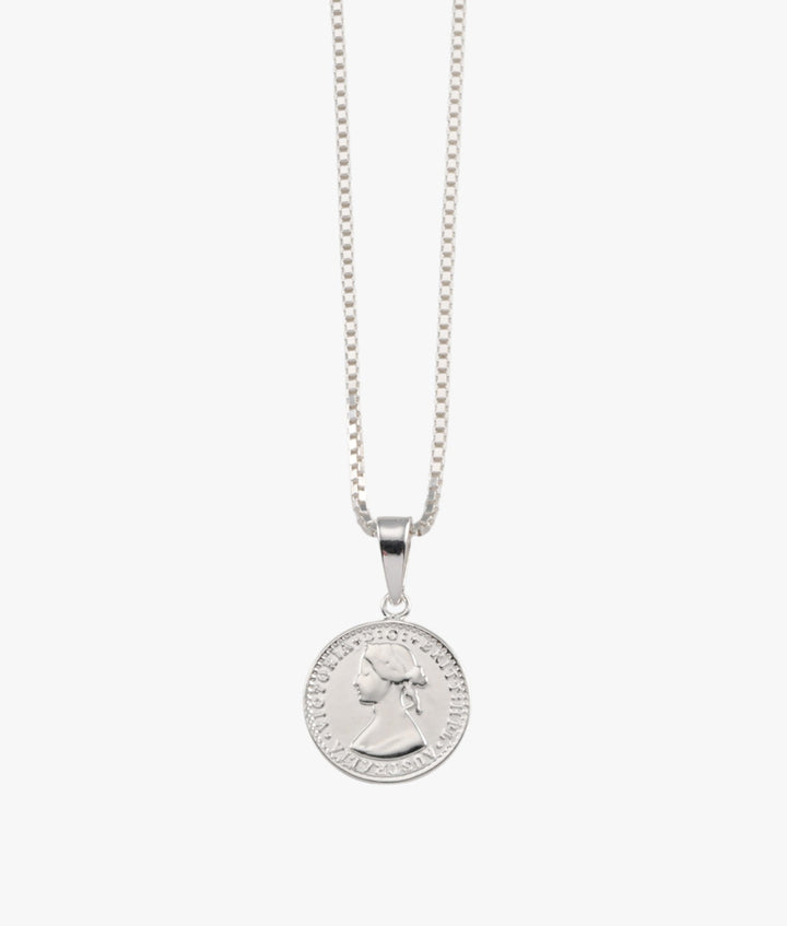Fine box chain necklace with mini coin Von Treskow