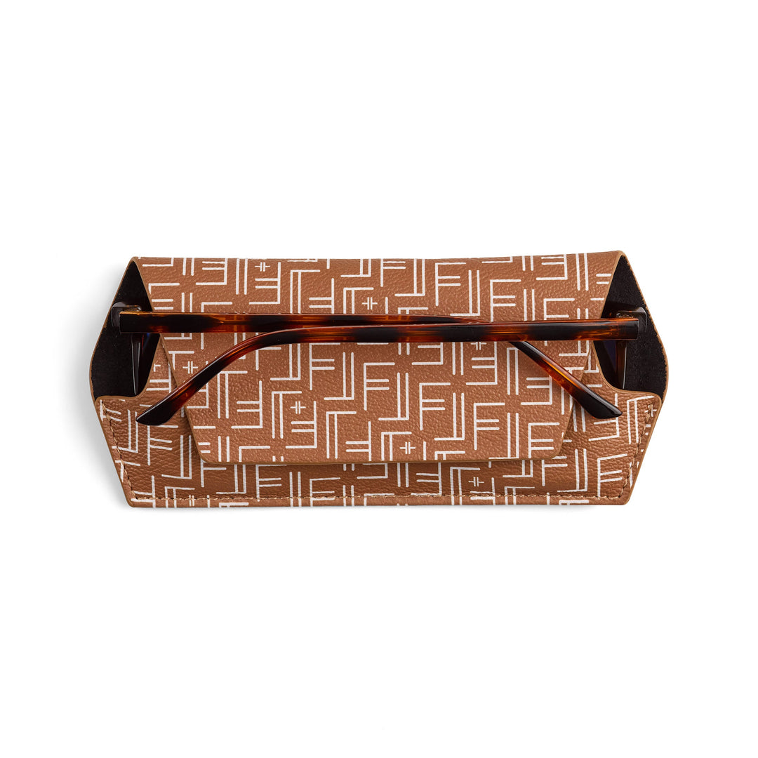 Fox and Leo glasses case - Vegan F&L Print Tan Fox and Leo