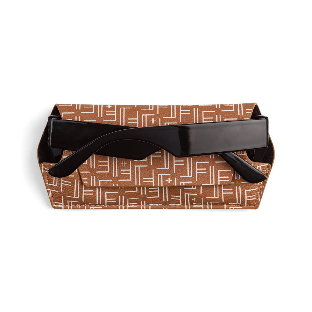 Fox and Leo glasses case - Vegan F&L Print Tan Fox and Leo