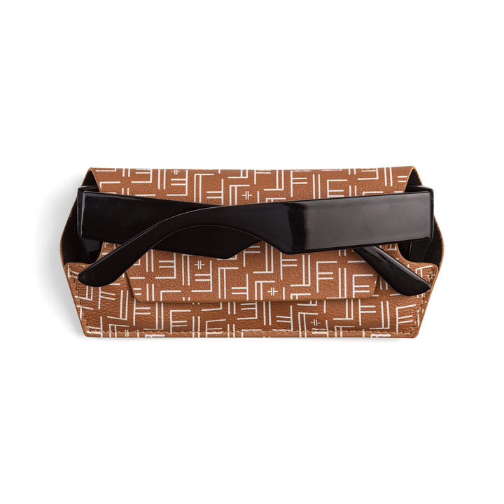 Fox and Leo glasses case - Vegan F&L Print Tan Fox and Leo