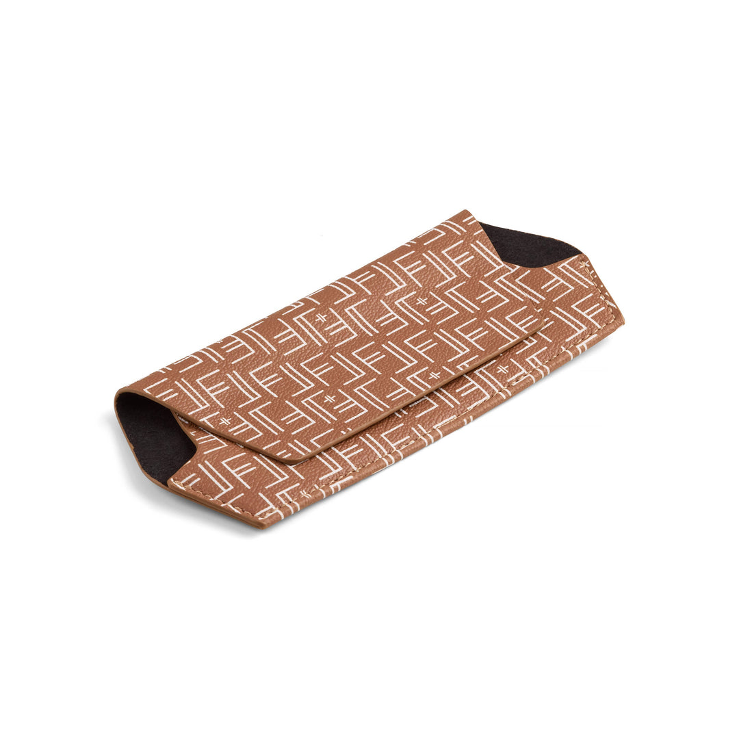 Fox and Leo glasses case - Vegan F&L Print Tan Fox and Leo