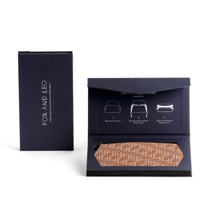 Fox and Leo glasses case - Vegan F&L Print Tan Fox and Leo