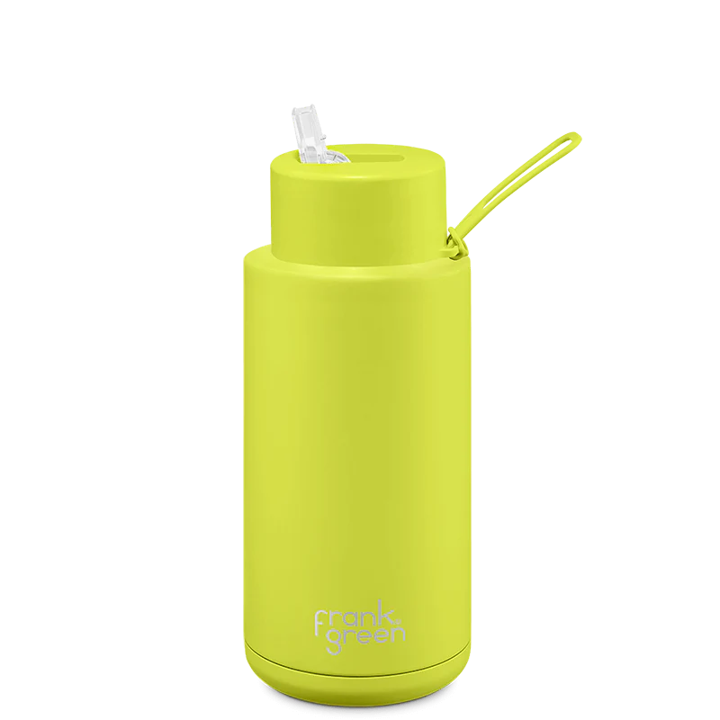 34oz / 1 Ltr Stainless Steer Ceramic Reusable bottle - Neon Yellow Drink Bottles Frank Green   