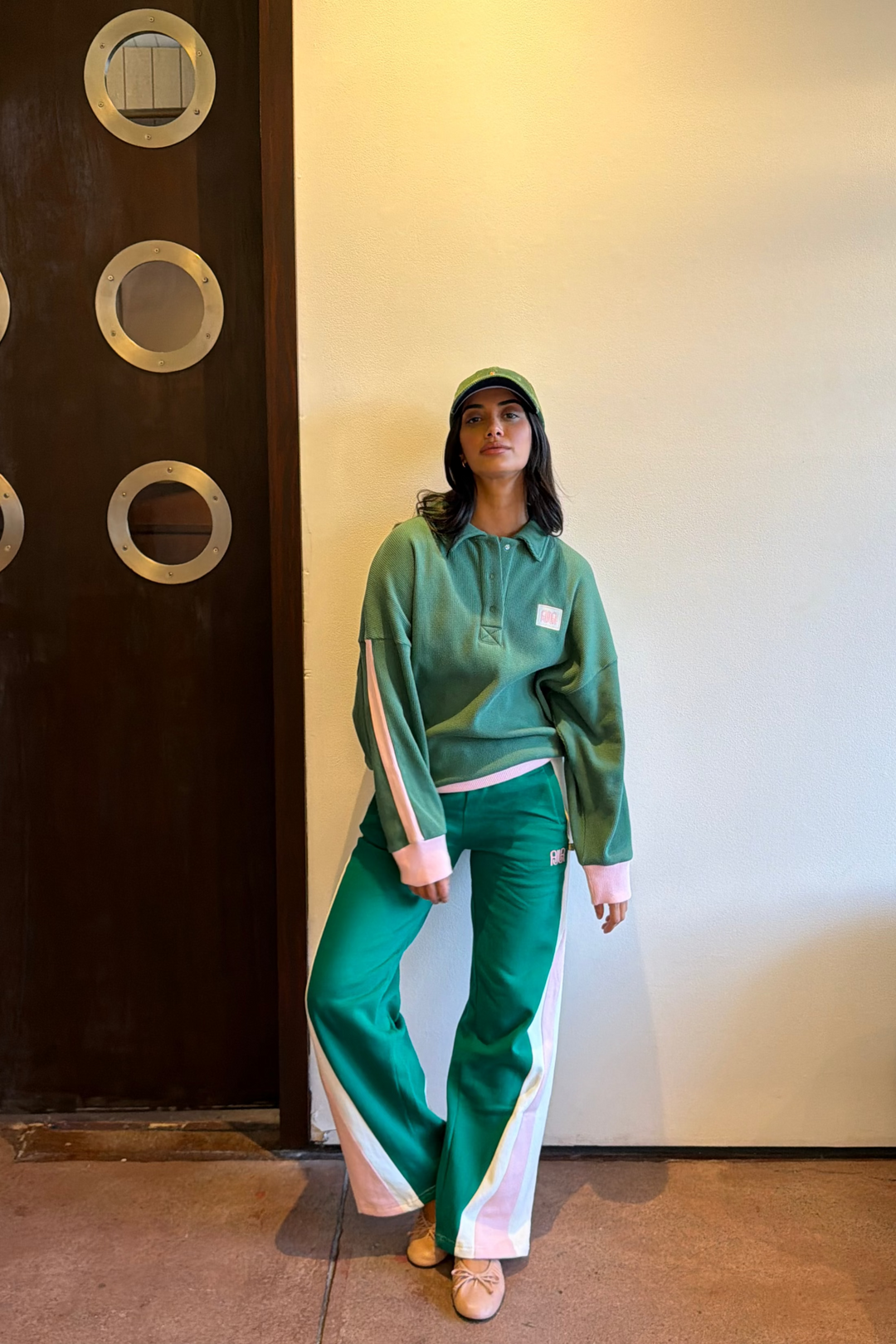 Waffle Splice Sweatshirt Sage Green