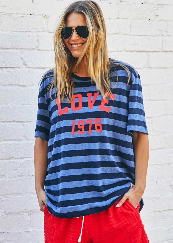 LOVE 1976 STRIPE TEE - NAVY STRIPE hammill & Co