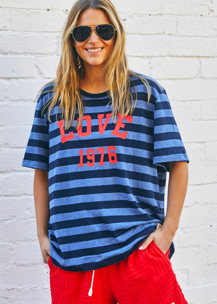 LOVE 1976 STRIPE TEE - NAVY STRIPE hammill & Co