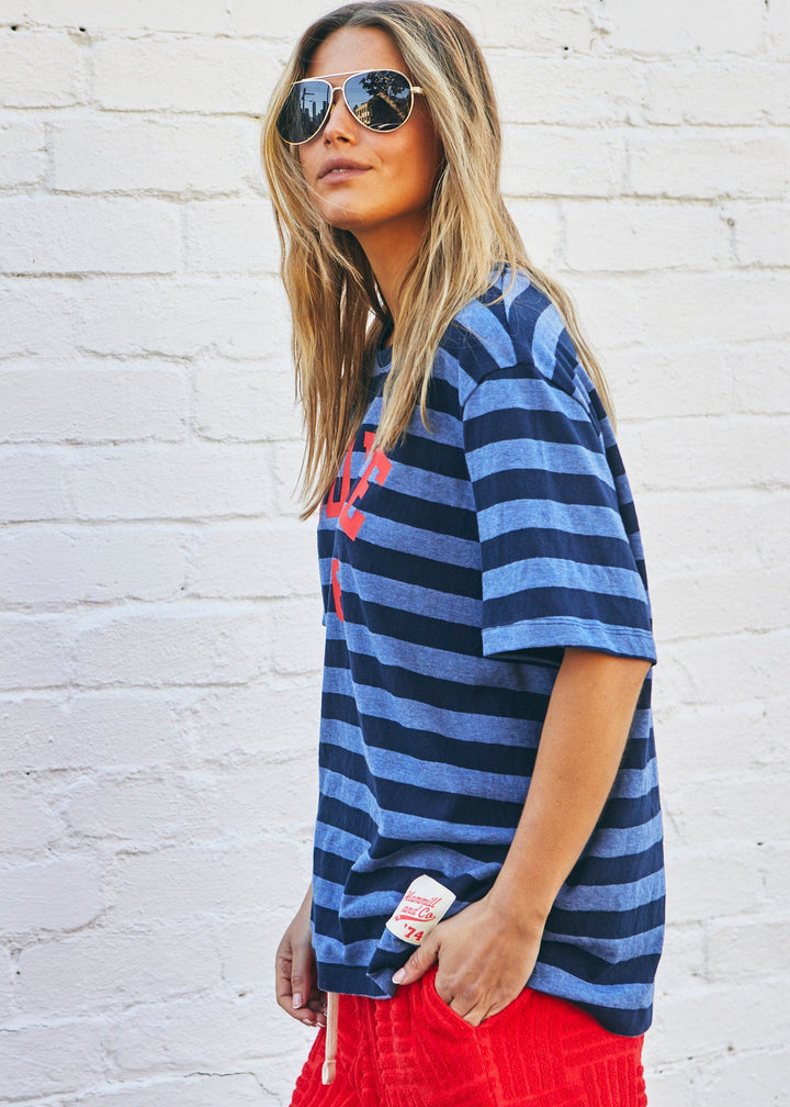 LOVE 1976 STRIPE TEE - NAVY STRIPE hammill & Co
