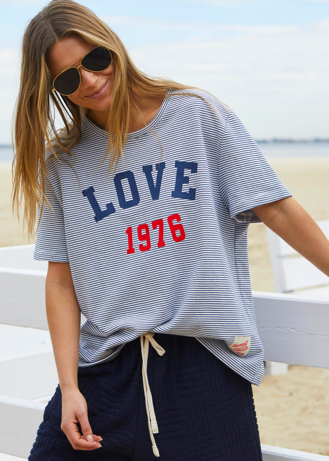 LOVE 1976 TEE - NAVY/WHITE STRIPE hammill & Co
