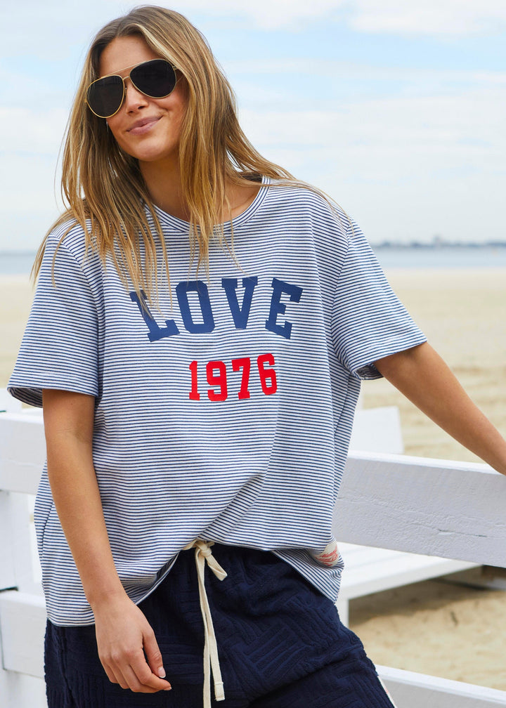 LOVE 1976 TEE - NAVY/WHITE STRIPE hammill & Co