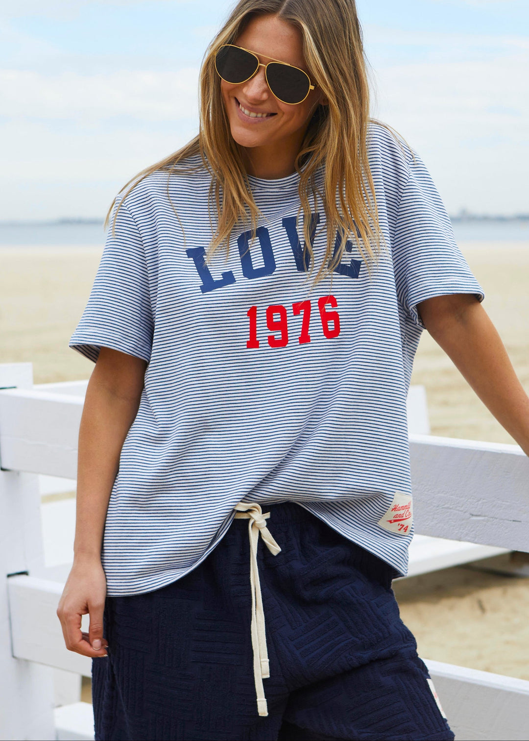 LOVE 1976 TEE - NAVY/WHITE STRIPE