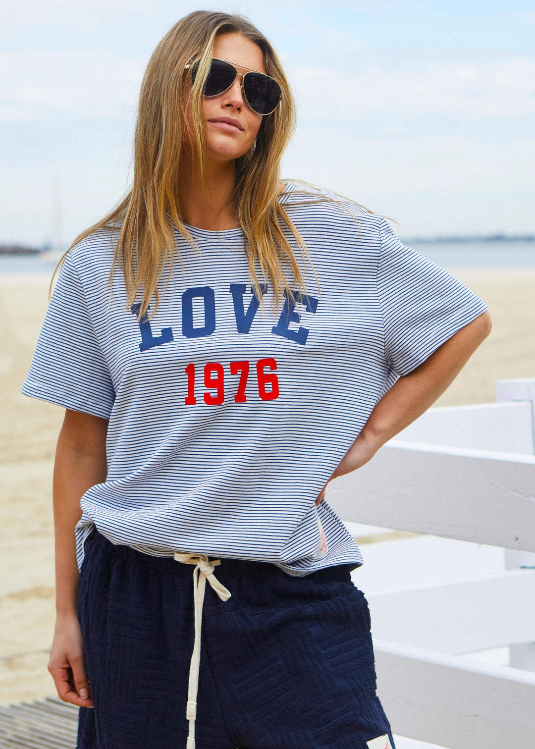 LOVE 1976 TEE - NAVY/WHITE STRIPE hammill & Co