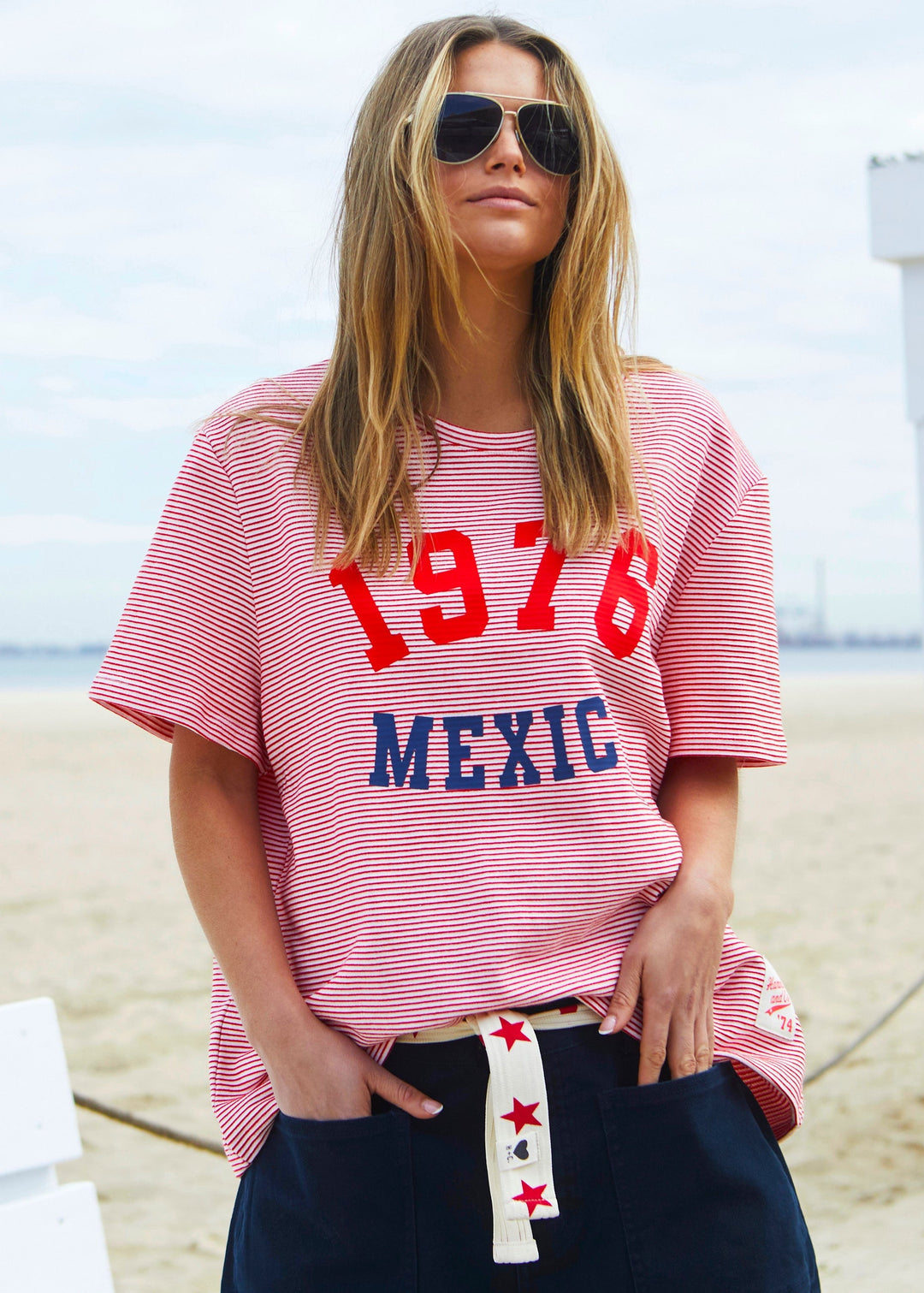 MEXICO 1976 TEE - RED/WHITE STRIPE