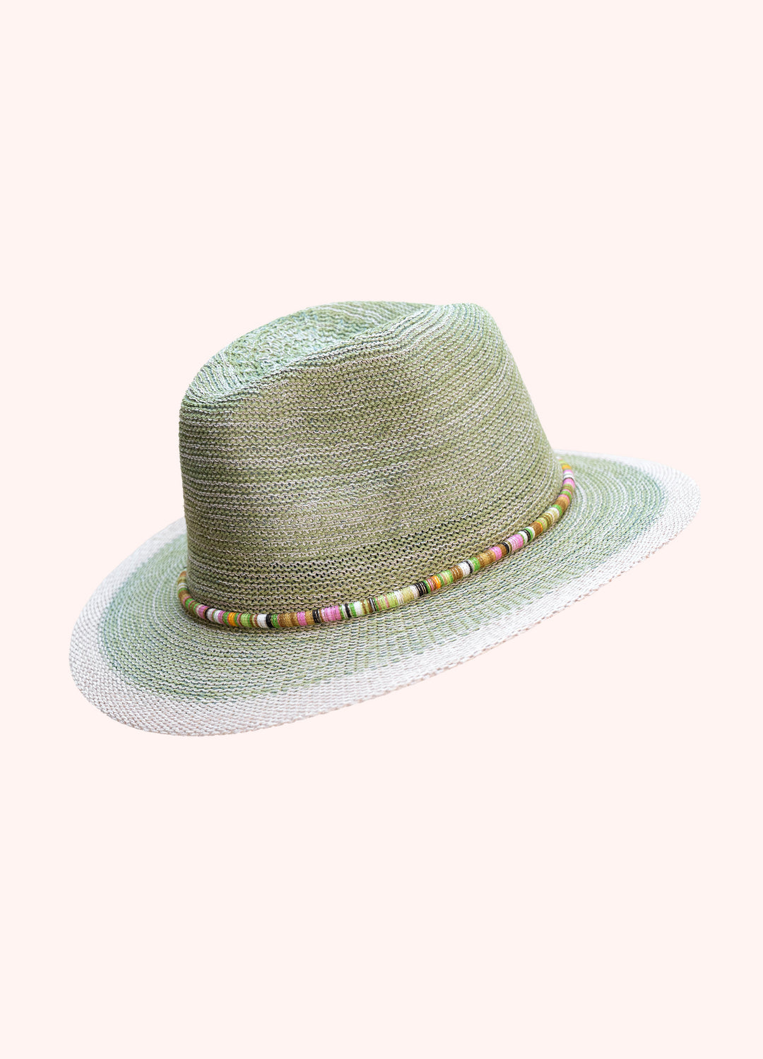 Natalie Hat - Lawn Green with Multi Stripe Band hat Powder