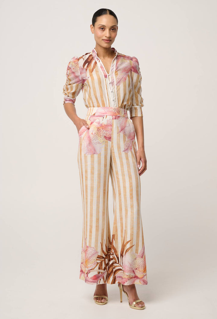 Calantha Cotton Silk Sleeve Shirt in Golden Promenade