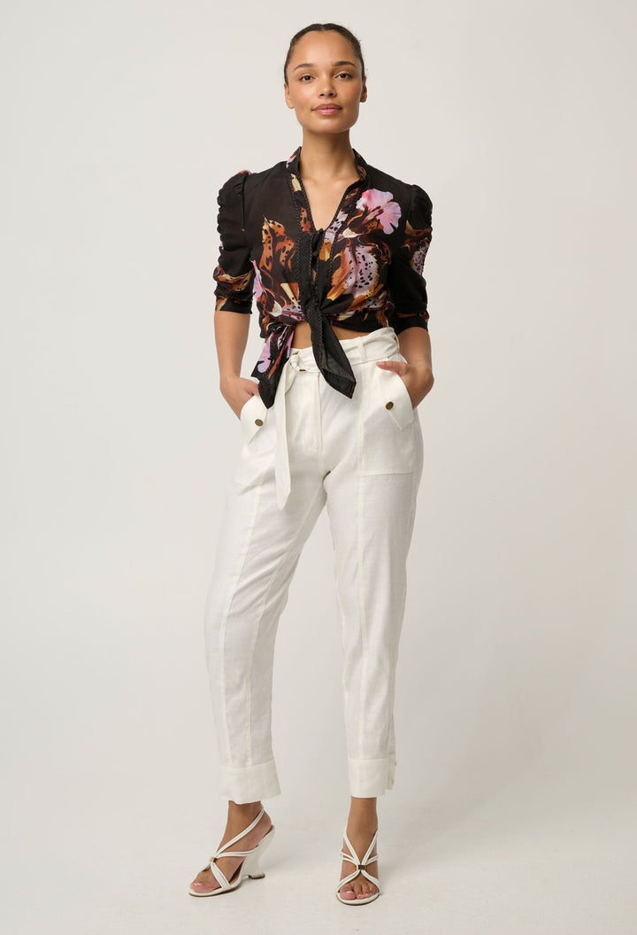 Calantha Cotton Silk Sleeve Shirt in Sunset Orchid