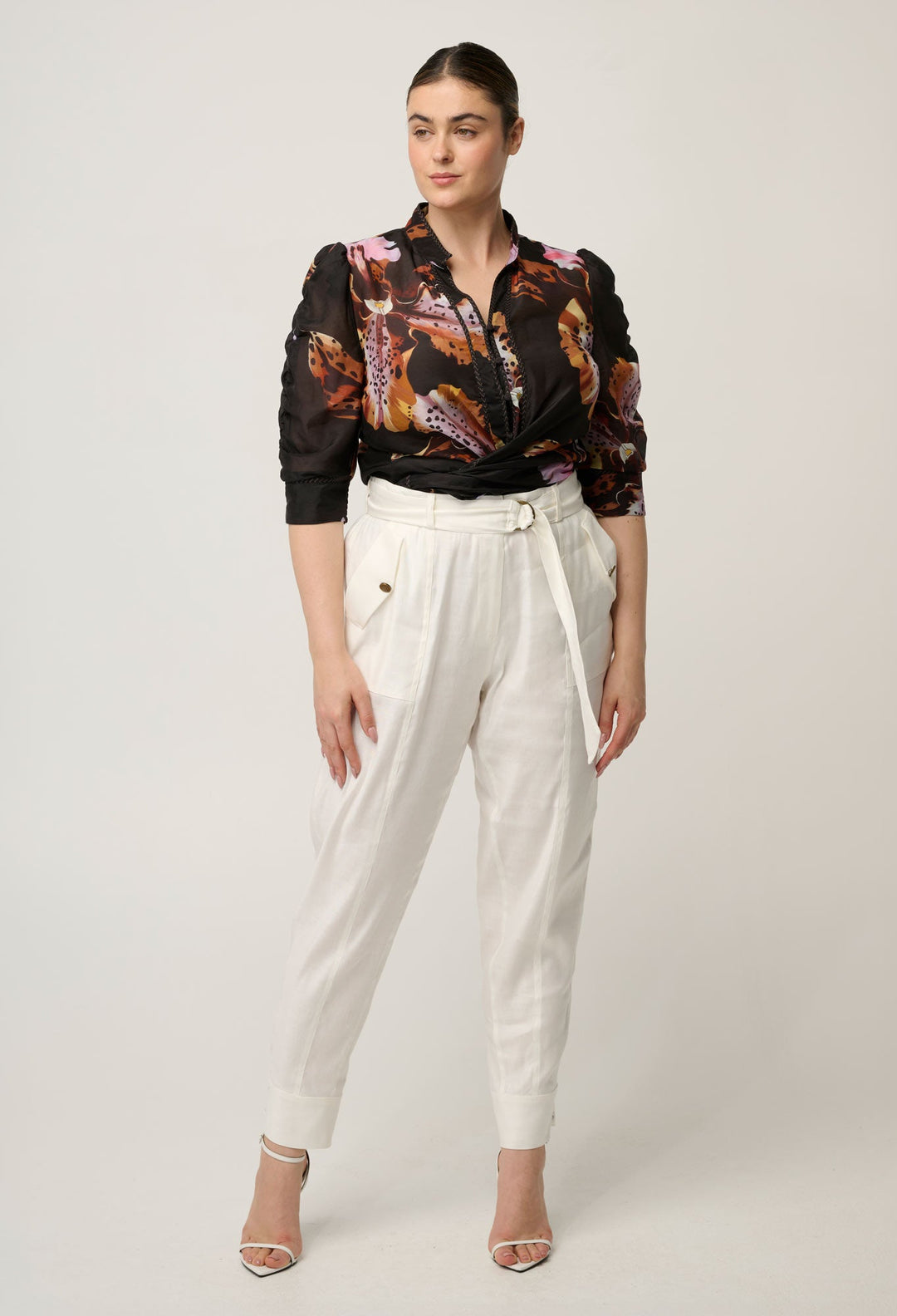 Calantha Cotton Silk Sleeve Shirt in Sunset Orchid
