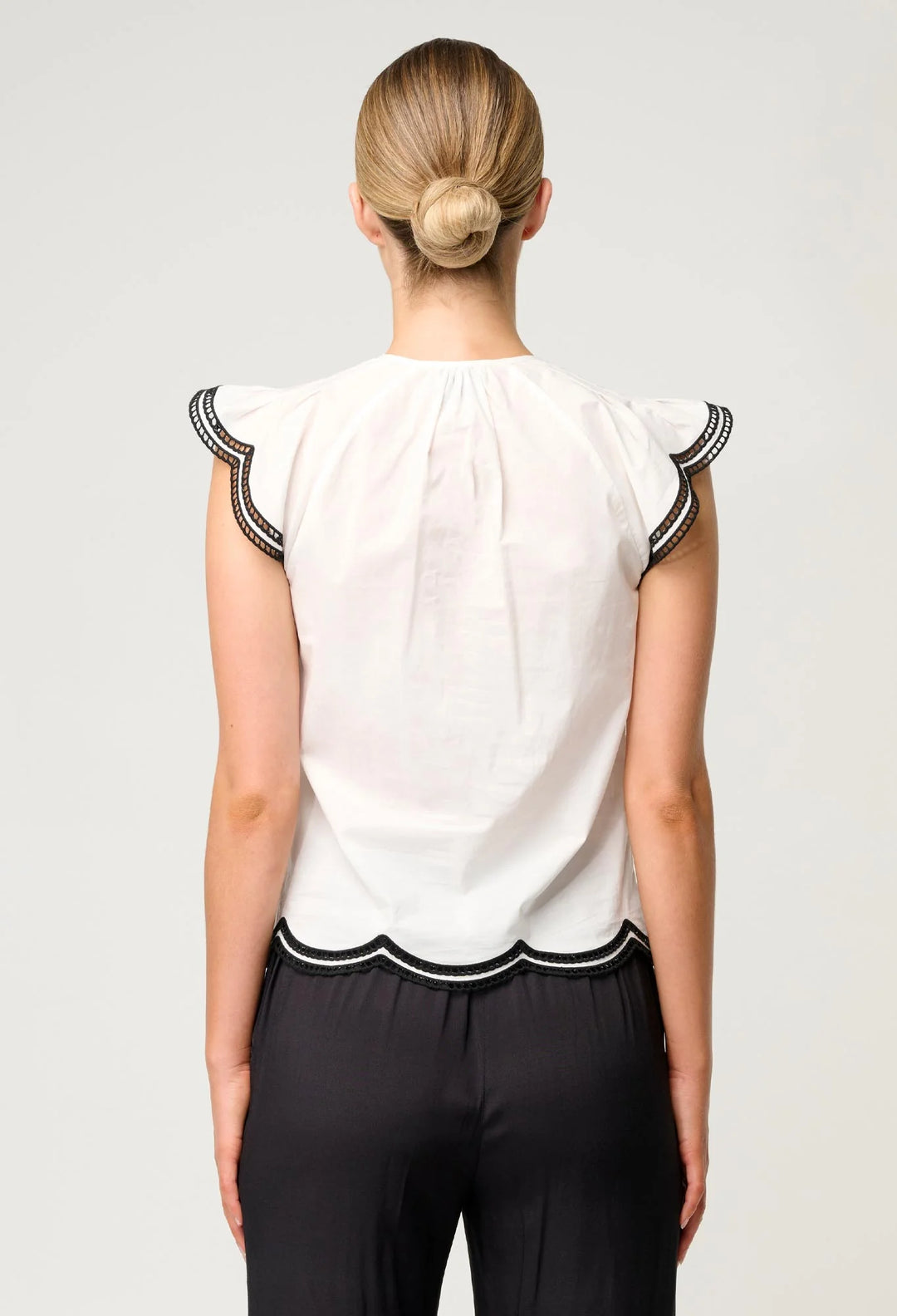 Aseel Linen Viscose Embroidered Top in Ivory Blouse Once Was