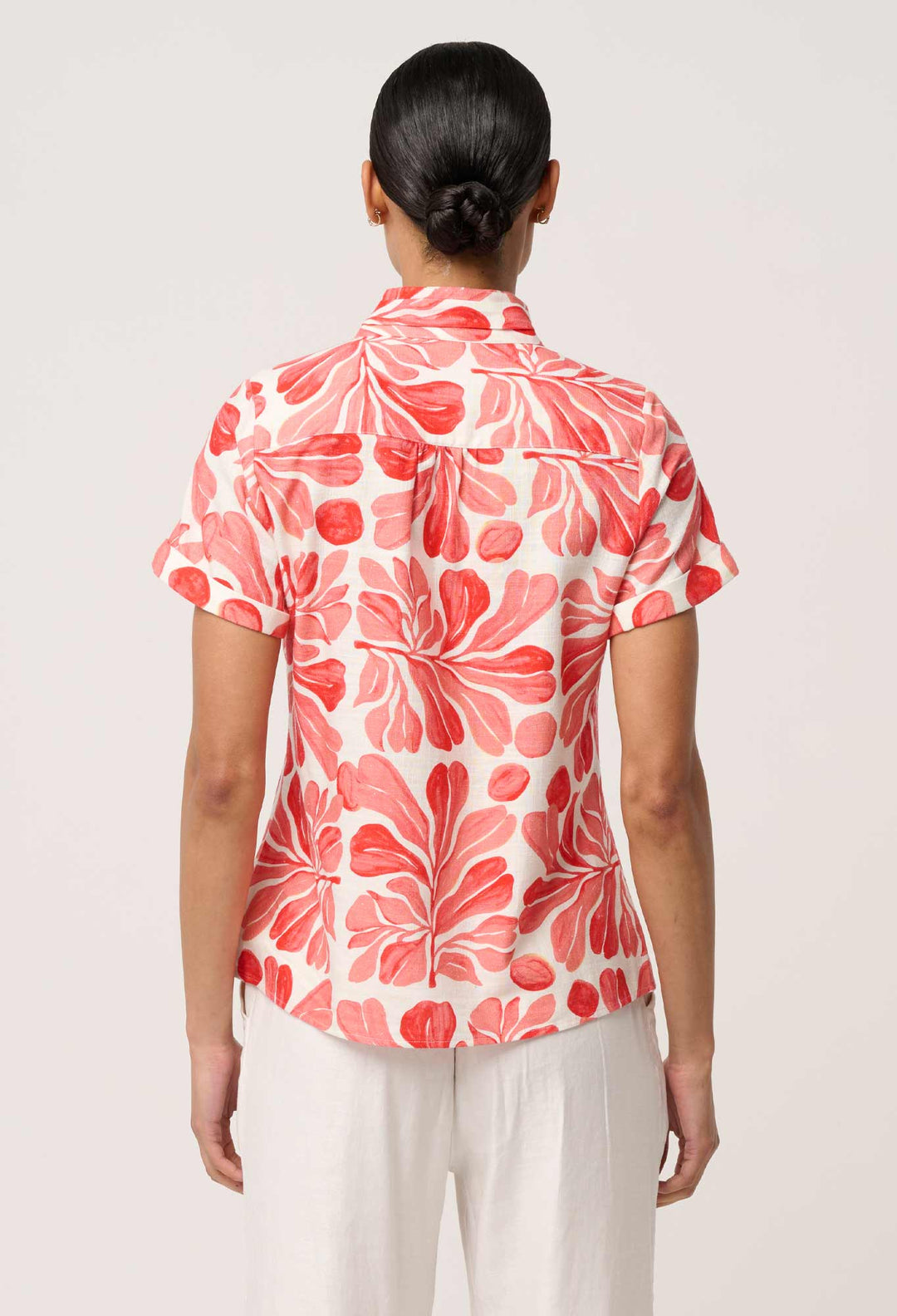 Giselle Viscose Linen Trim Detail Top in Soleil Pavilion Blouse Once Was