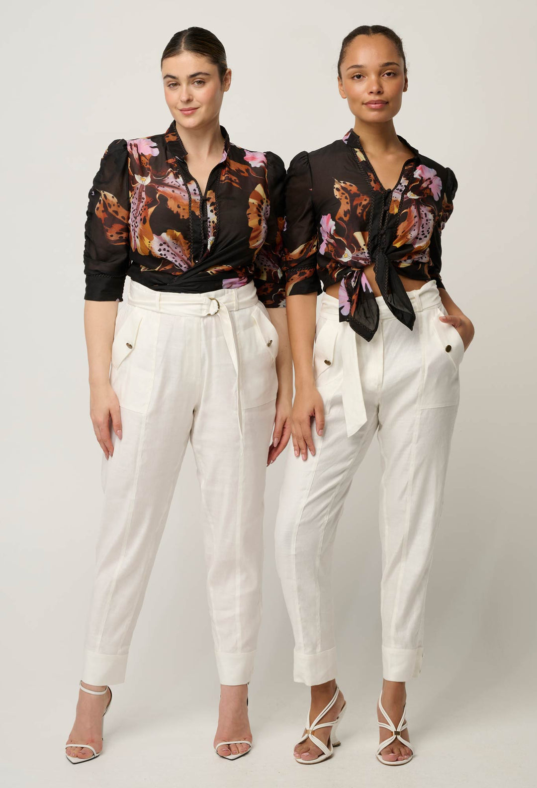 Trinidad Linen Viscose Button Cuff Pant in Ivory