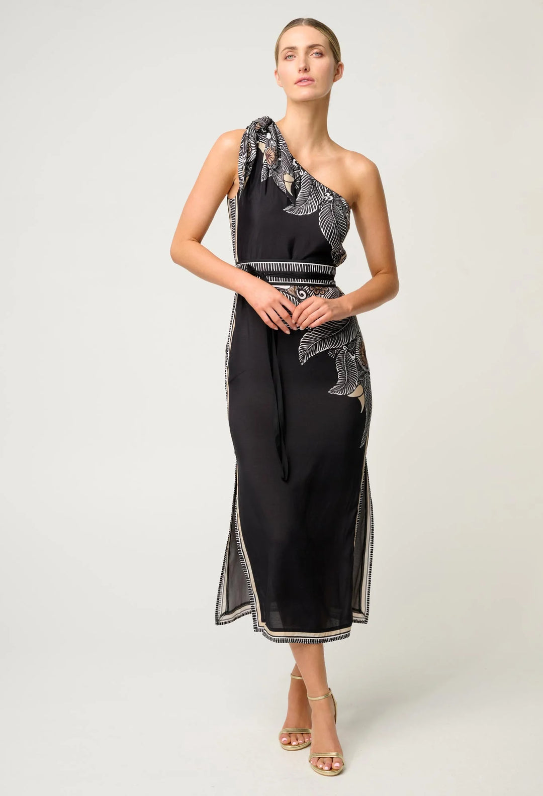 Amira One Shoulder Tie Placement Dress - ONYX Cassablanca dress Once Was