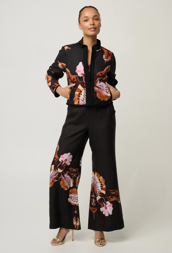 Delray Reversible Linen Viscose Jacket in Sunset Orchid/Noir Orchid