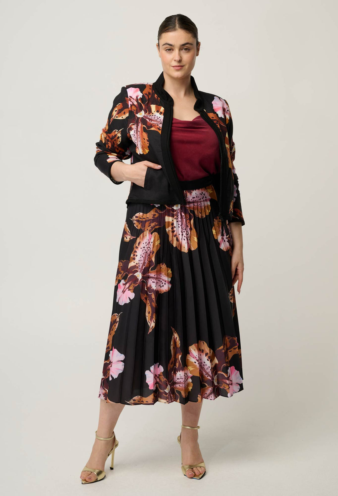 Delray Reversible Linen Viscose Jacket in Sunset Orchid/Noir Orchid