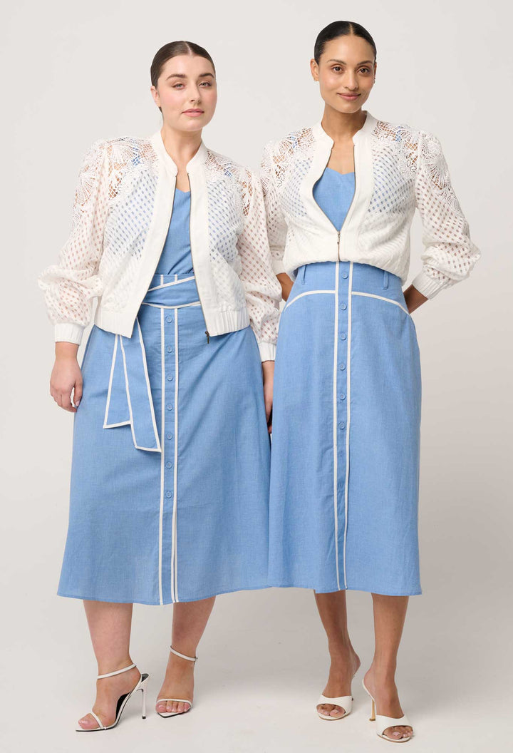 Selena Cotton Silk Bomber Jacket in Ivory Coats &amp; Jackets Once Was