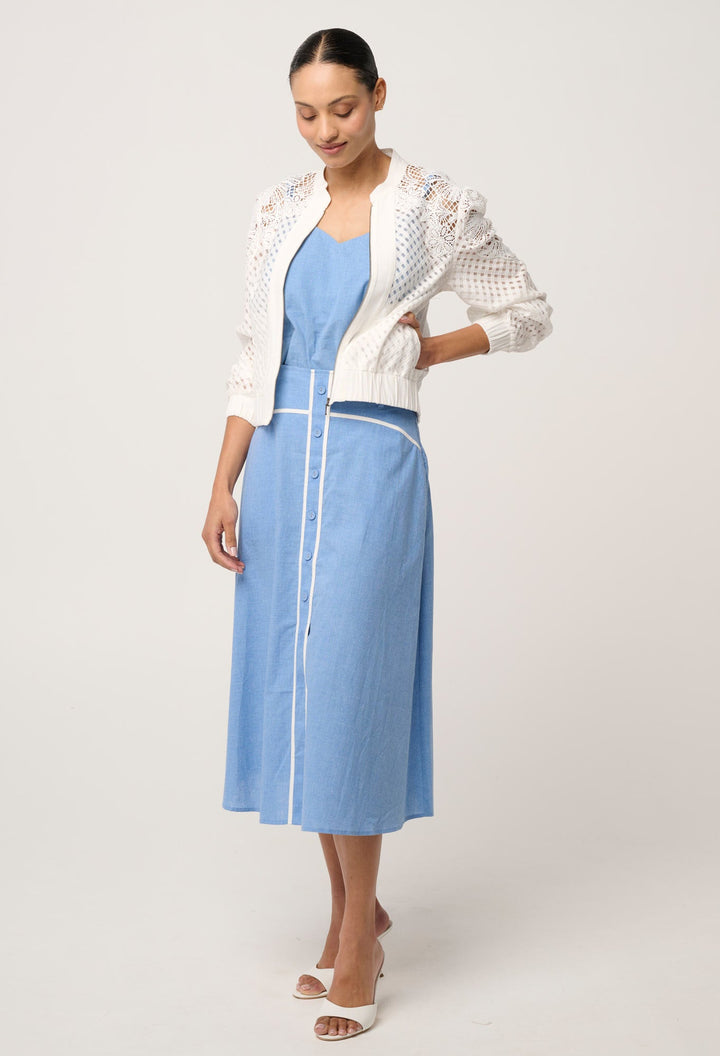 Selena Cotton Silk Bomber Jacket in Ivory Coats &amp; Jackets Once Was